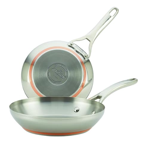 Anolon(r) Nouvelle Copper Stainless Steel Twin Pack 8-Inch and 9-1/2-Inch French Skillets