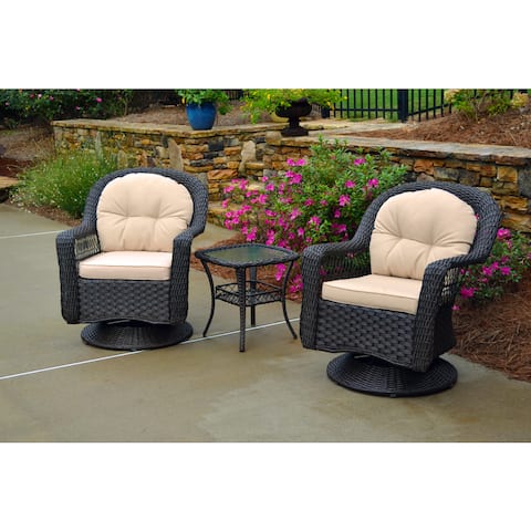 Biloxi Espresso Outdoor Wicker Swivel Glider Set (3-Piece)
