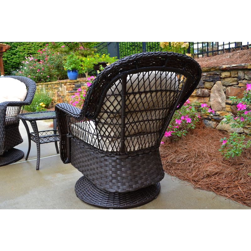Biloxi Espresso Outdoor Wicker Swivel Glider Set (3-Piece)