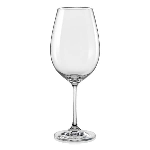 Set of 6 White V-Shaped Wine Glasses with Clear Stem