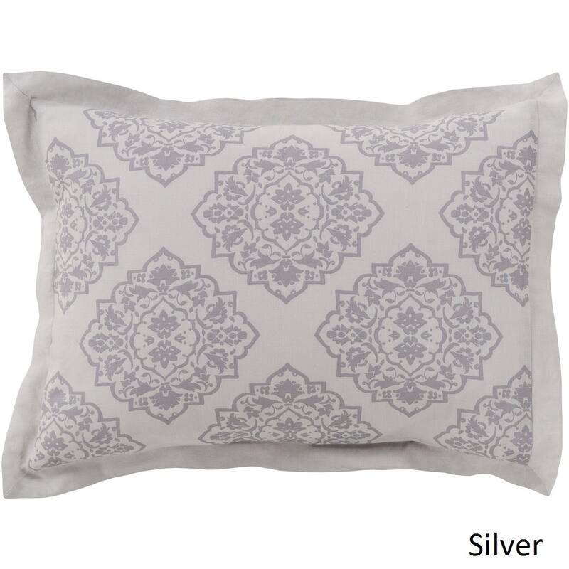 Sheena Floral Linen/ Cotton Sham - Standard - Grey/Off-White