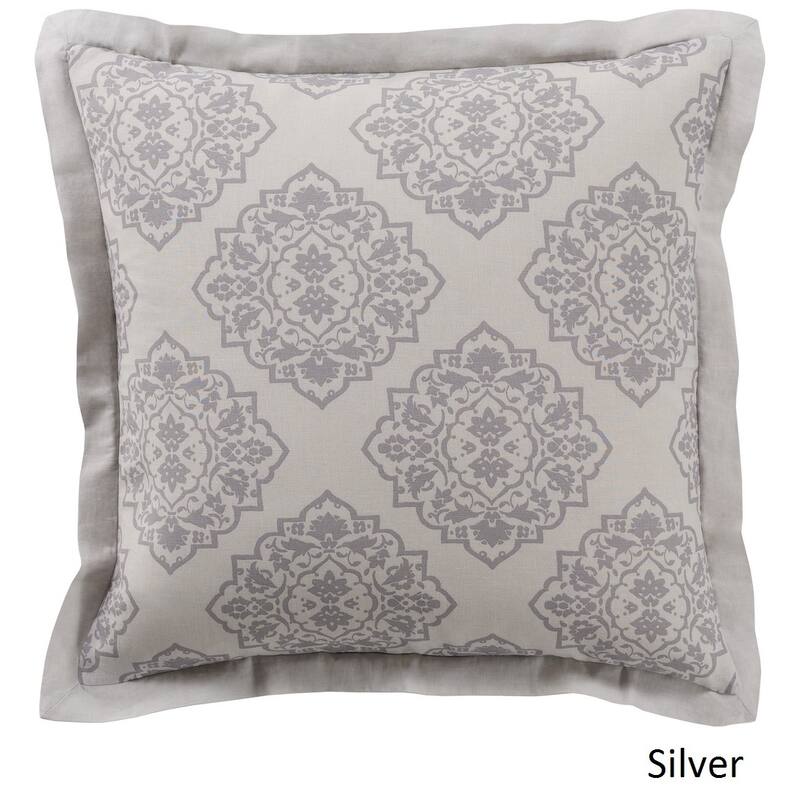 Sheena Floral Linen/ Cotton Sham - Grey/Off-White
