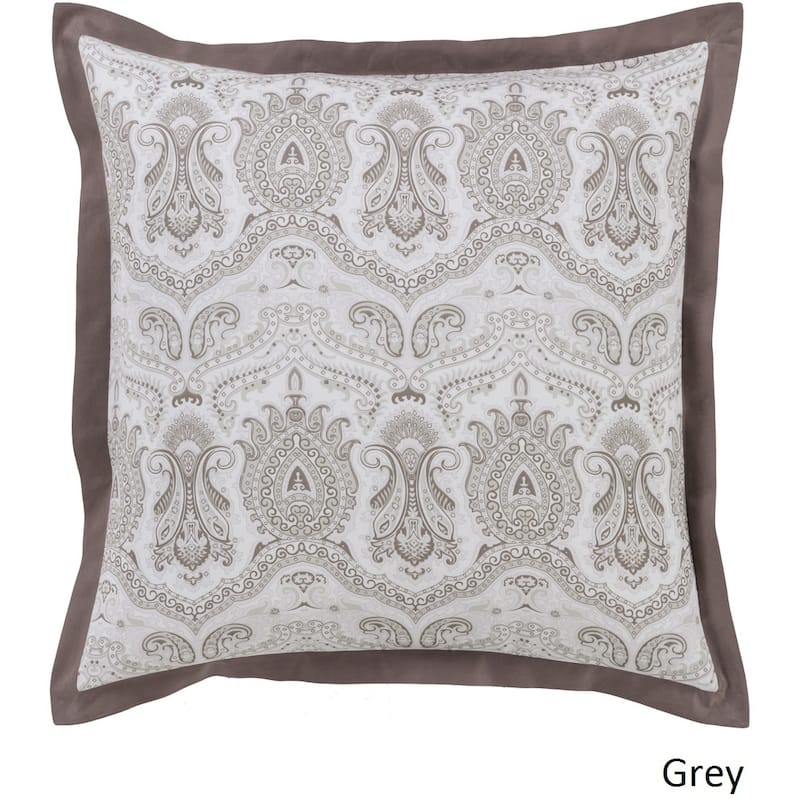 Tanner Floral Cotton Sham - Traditional - Grey/Off-White