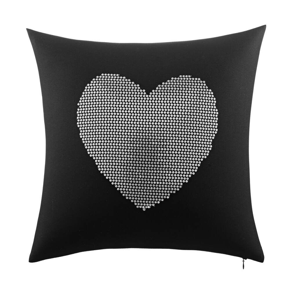 Betsey Johnson Rock Out Heart Sequin Decorative Pillow