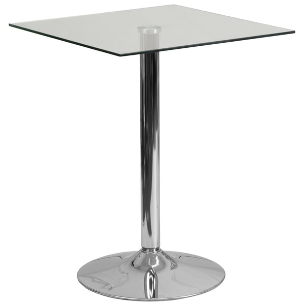 23.5'' Round Adjustable Height Glass Table (Adjustable Range 33.5'' - 41'')
