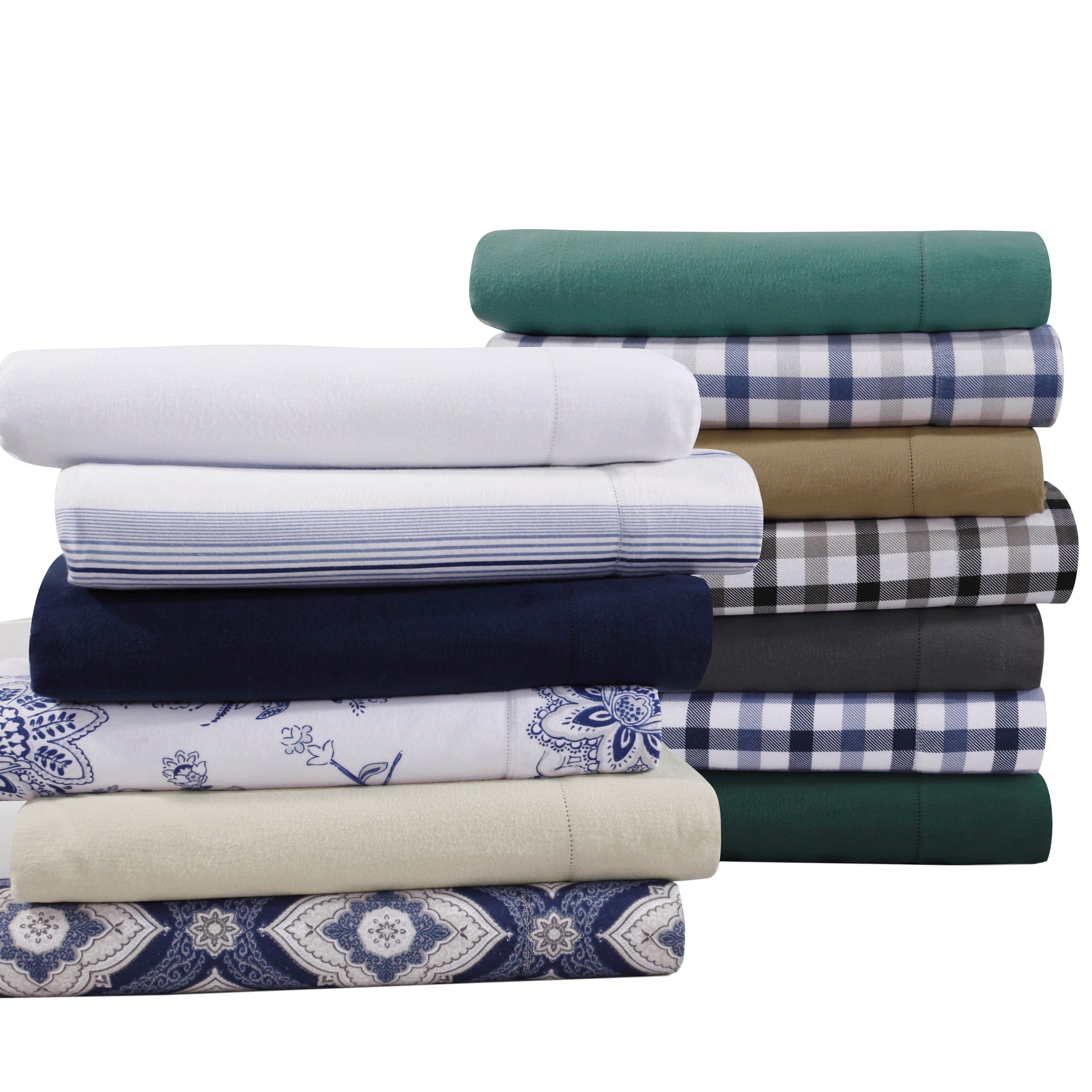 Flannel 200-GSM Solid or Printed Extra Deep Pocket Bed Sheet Set - On ...