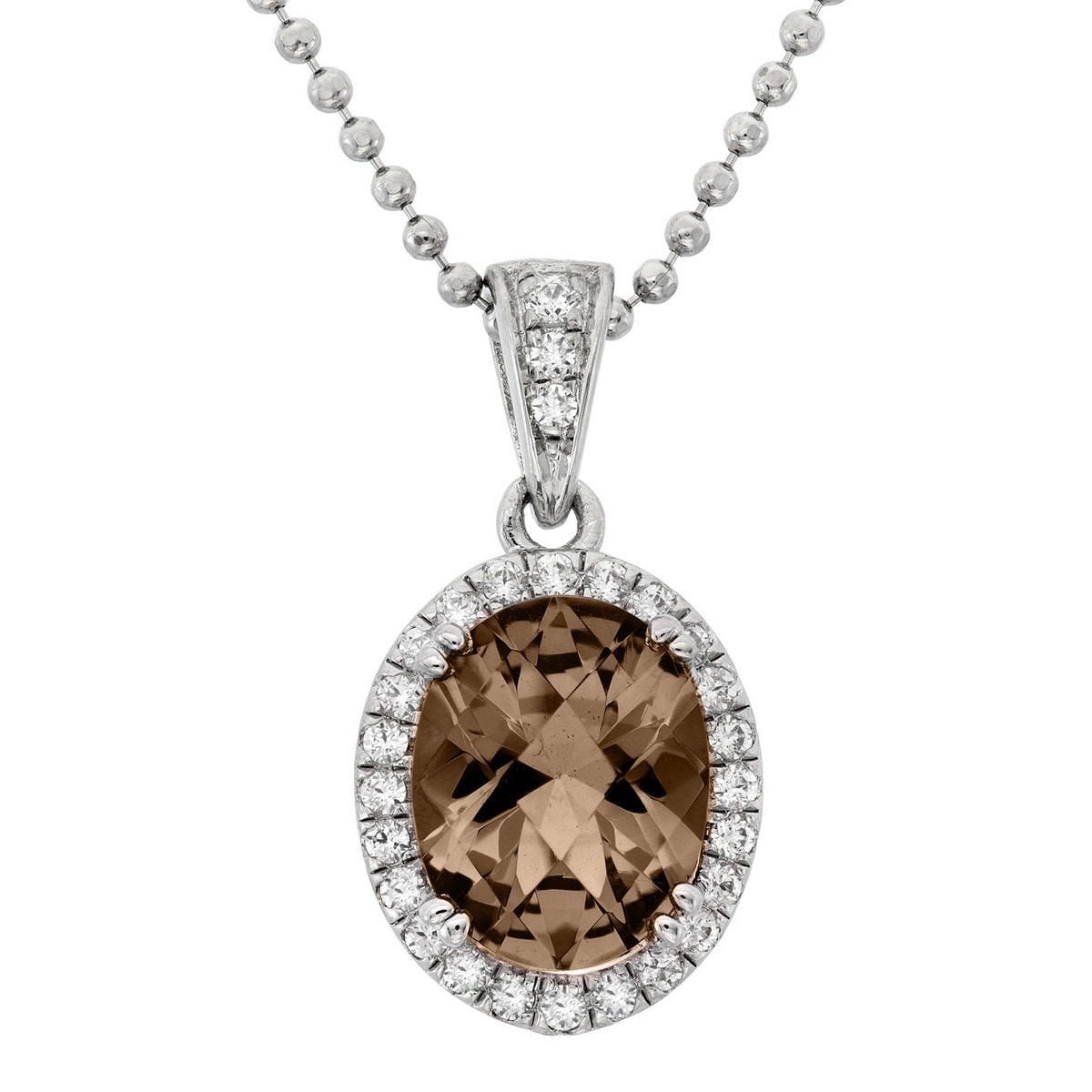 Platinum Plated Sterling Silver Heart Cut Green Obsidian Pave CZ Pendant Necklace