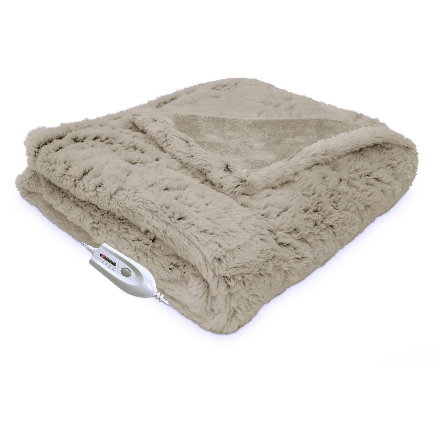 serta heated electric honeycomb faux fur throw