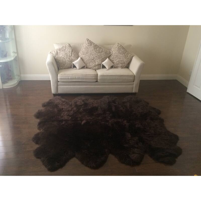 Tribeca Luxurious Faux Sheepskin Oval Shape Camel Shag Area Rug 4' x