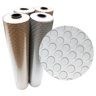 Rubber-Cal "Coin-Grip (Metallic)" PVC Flooring - 2.5mm x 4ft. Wide - Beige or Silver - Available in 10 Lengths