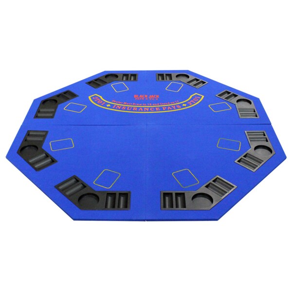 4 Fold Octagon Poker/ Blackjack Table Top Blue