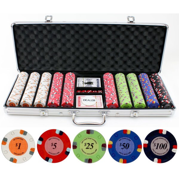 13.5-gram 500-piece Lucky Horseshoe Clay Poker Chips Set