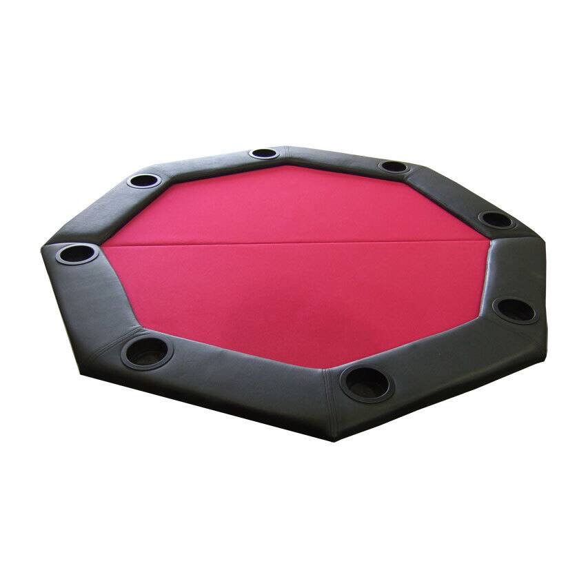 Padded Octagon Folding Poker Table Top with Cup Holders Red