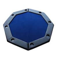 Padded Octagon Folding Poker Table Top with Cup Holders Blue
