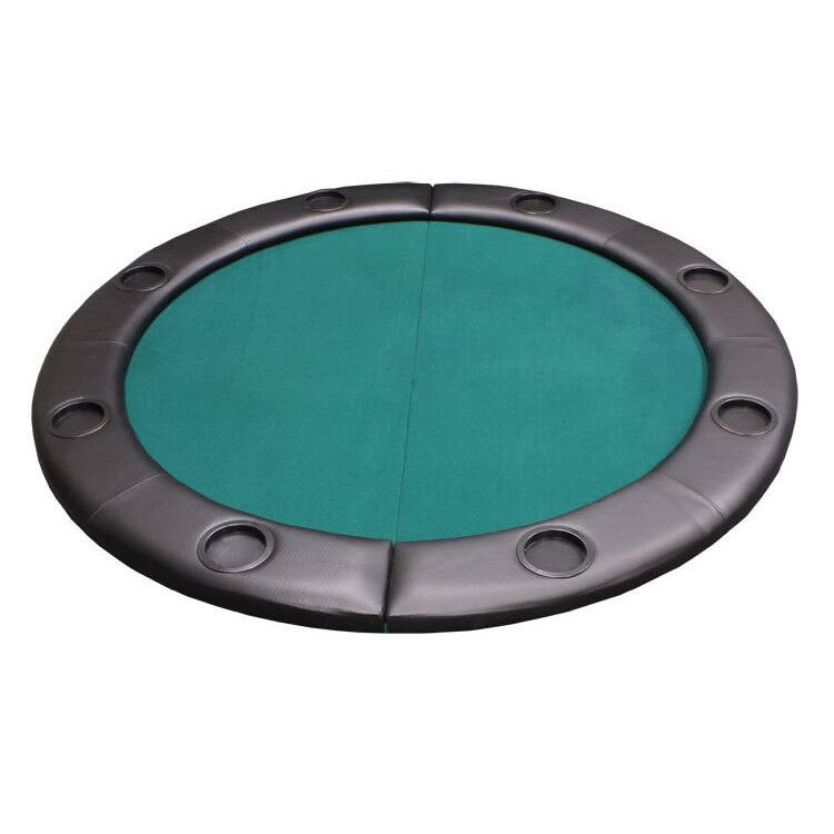 Padded Round Folding Poker Table Top with Cup Holders Green