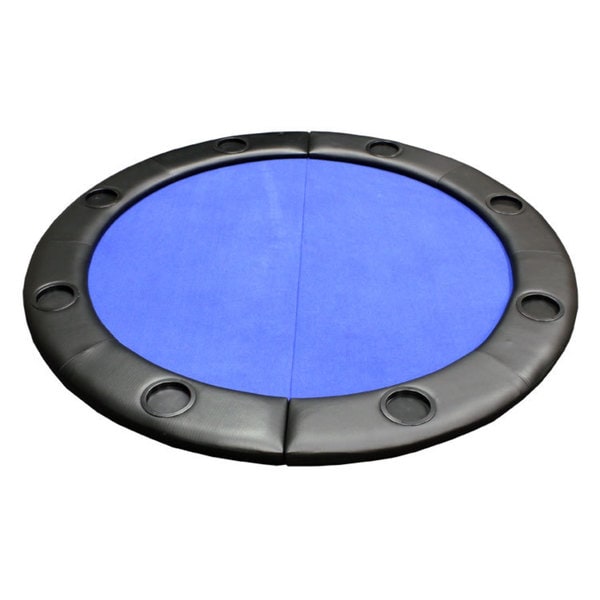 Padded Round Folding Blue Poker Table Top with Cup Holders