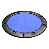 Padded Round Folding Blue Poker Table Top with Cup Holders