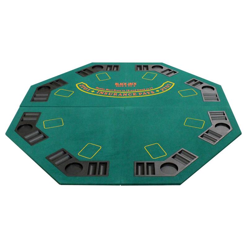 4 Fold Octagon Poker/ Blackjack Table Top Green