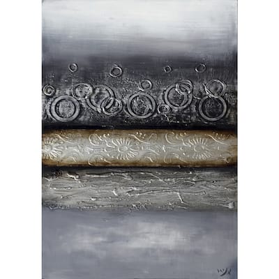 Contemporary Corban Hand-embellished Canvas Giclee - Grey