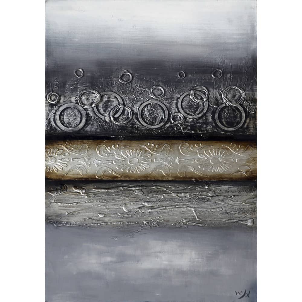 Contemporary Corban Hand-embellished Canvas Giclee - Grey