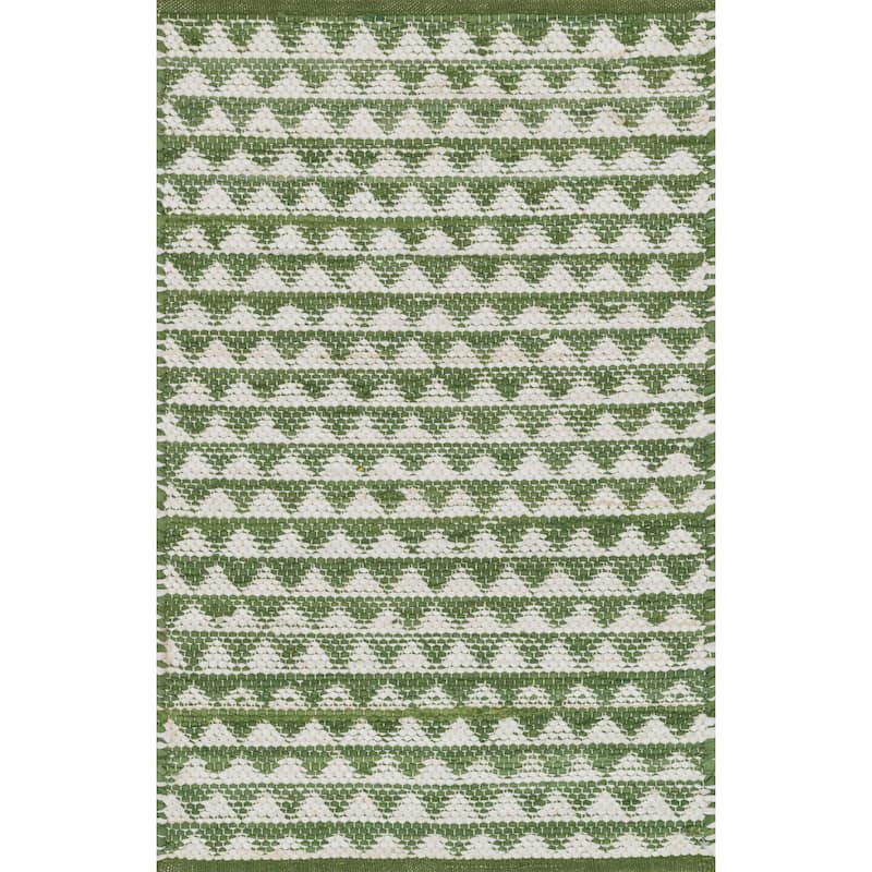 Alexander Home Dakota Hand-Woven Cotton Rug - 3' x 5' - Green - Runner/Rectangle