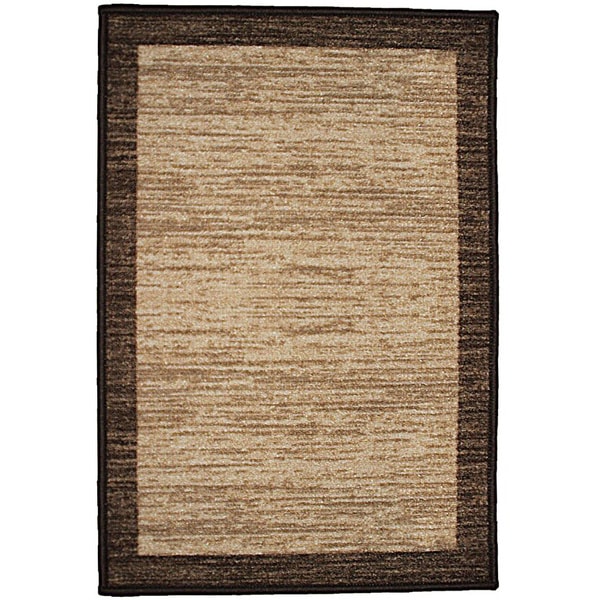 Decorative Tan Rectangle Area Rug With Chocolate Border 20in Decorative Tan Rectangle Area Rug With Chocolate Border 20in By30in