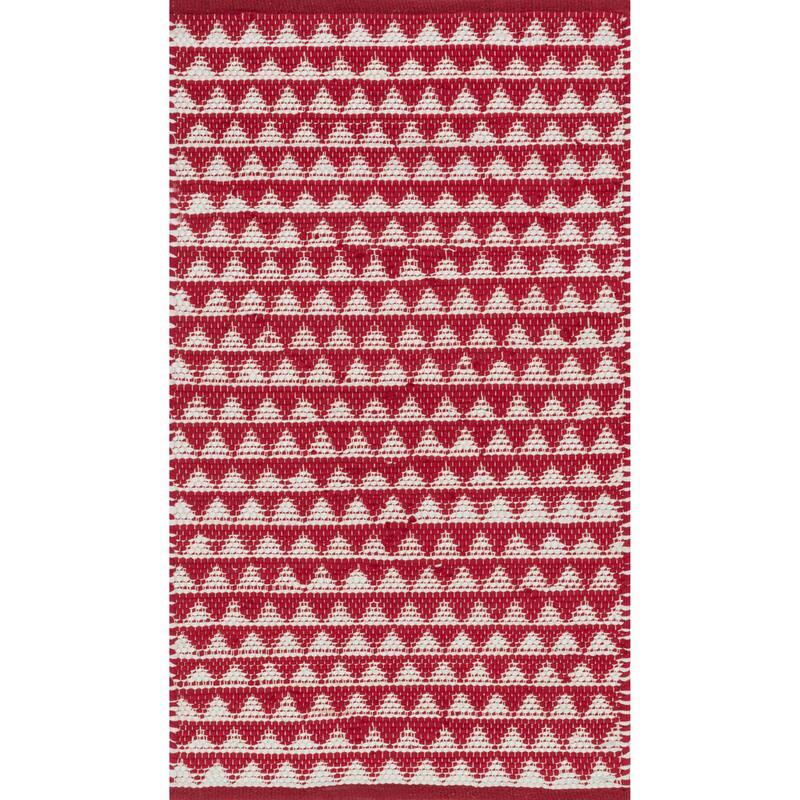 Alexander Home Dakota Hand-Woven Cotton Rug - 3' x 5' - Red - Runner/Rectangle