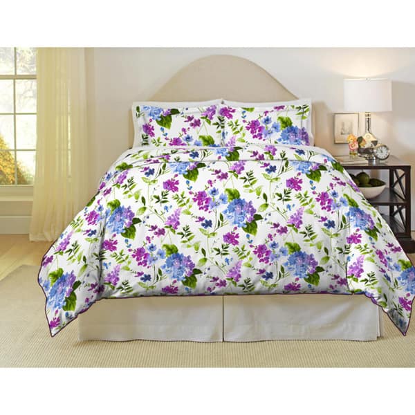 Pointehaven Primavera 200 Thread Count Printed Percale Duvet Set