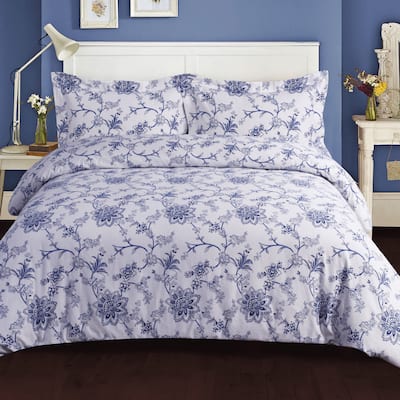 Floral Printed 200-GSM Flannel Oversize 3-piece Duvet Cover Set