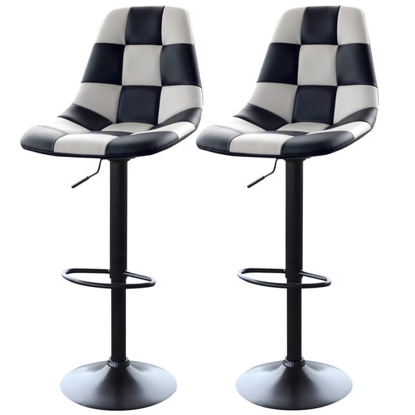 Amerihome White Checkered Racing Bar Chairs 2 Piece Set Amerihome White Checkered Racing Bar Chairs 2 Piece Set