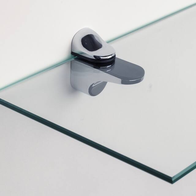Clear Glass Floating Shelf with Chrome Brackets - 24"