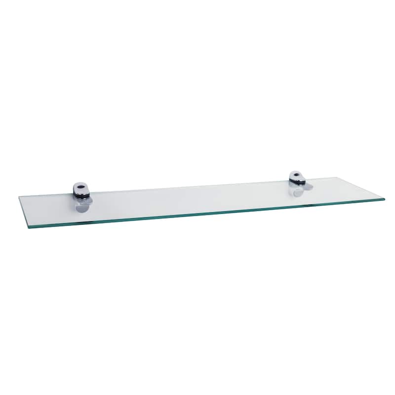 Clear Glass Floating Shelf with Chrome Brackets - 24"