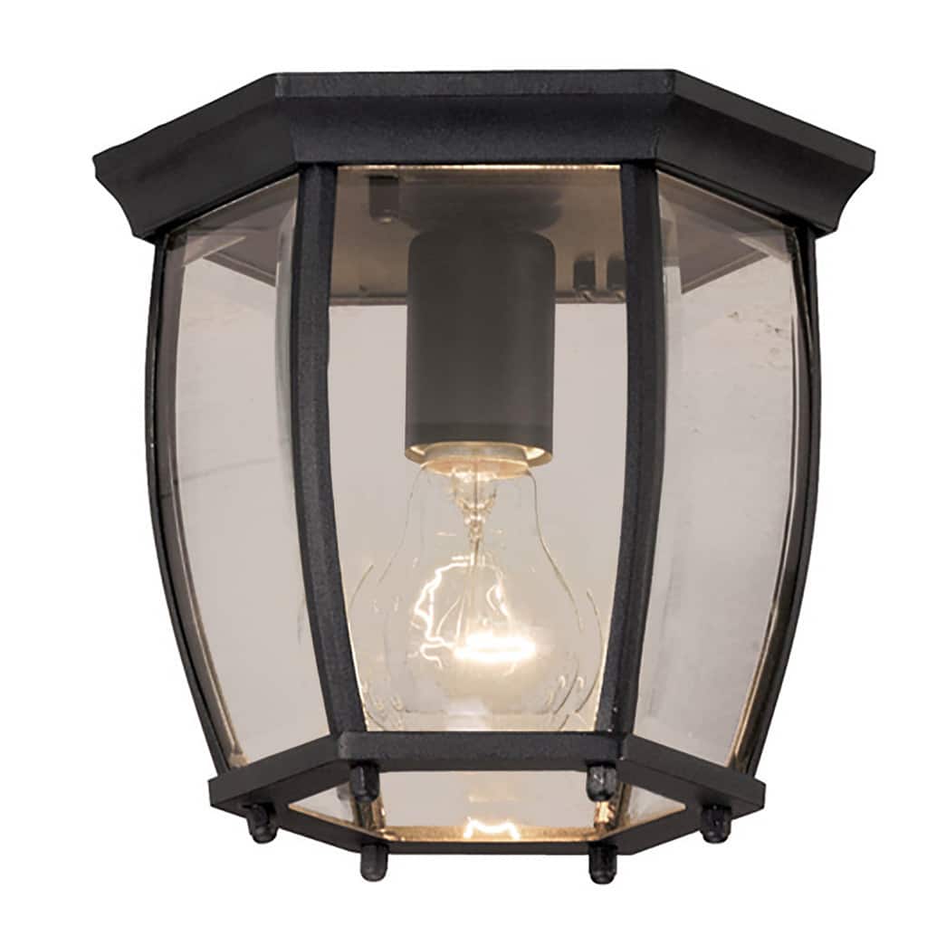 Traditional 1-light Black Outdoor Flush Mount Light