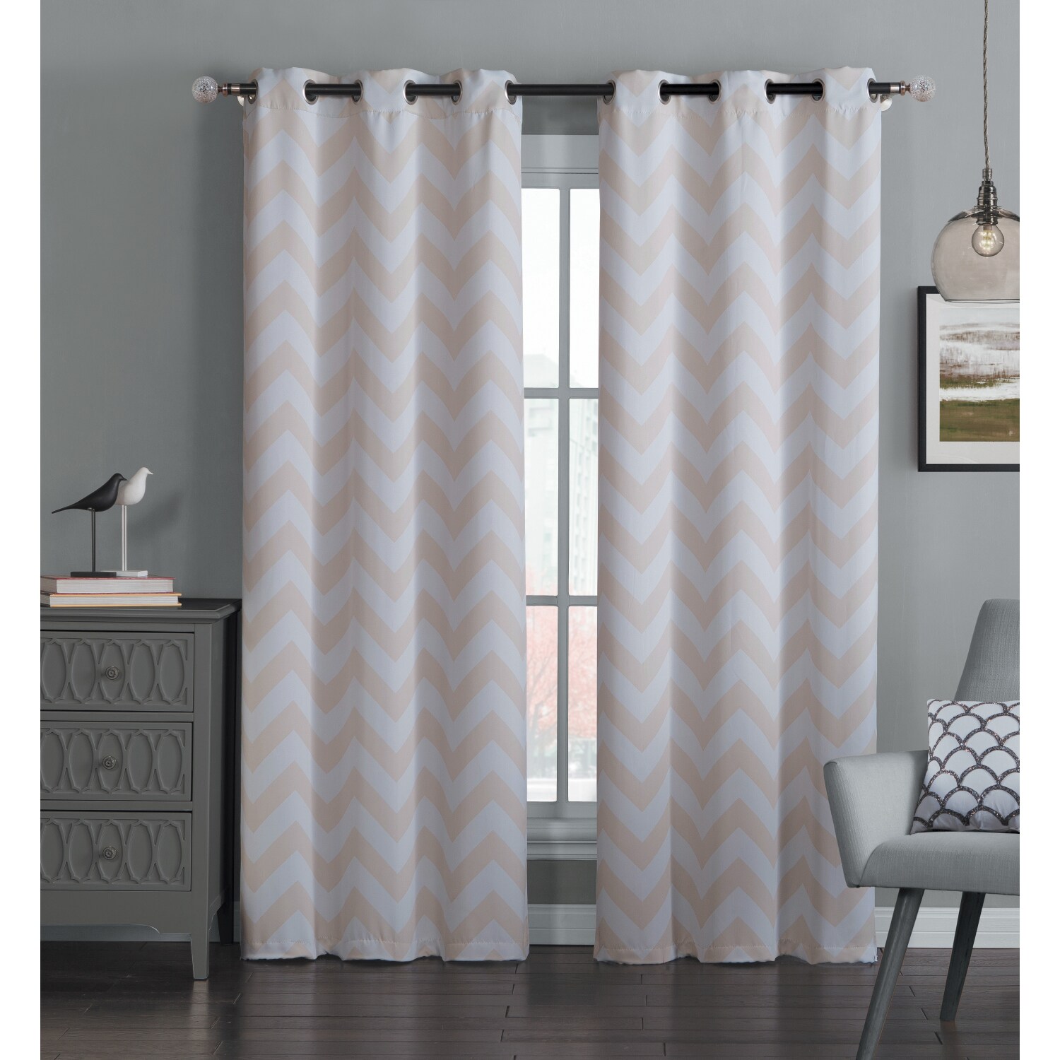 Porch \u0026 Den Anise Blackout Chevron Curtain Panel Pair - Overstock - 22751665, image size:1500x1500