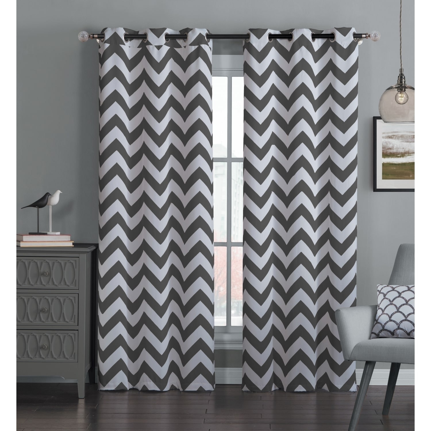 Shop Porch & Den Crestline Eldridge Blackout Chevron Curtain Panel Pair