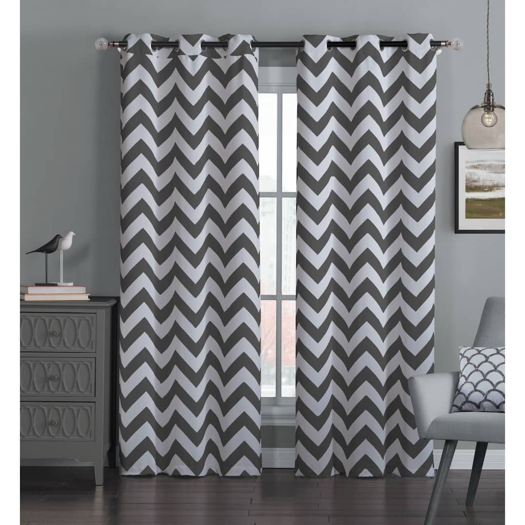 Porch & Den Anise Blackout Chevron Curtain Panel Pair