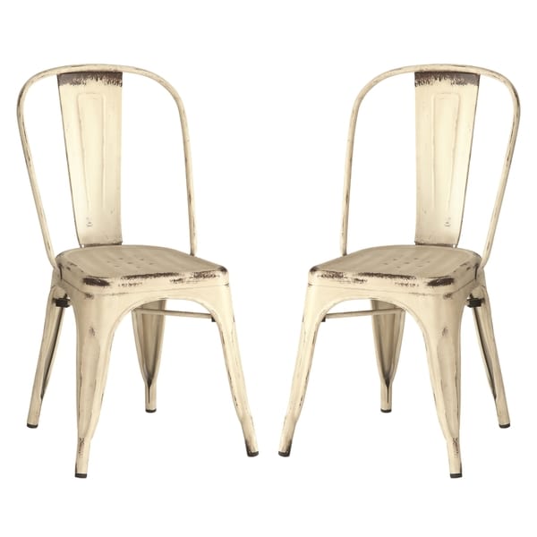Vintage Metal Dining Chairs vintage distressed rustic cream/white metal dining chairs (set of Vintage Metal Dining Chairs vintage distressed rustic cream/white metal dining chairs (set of