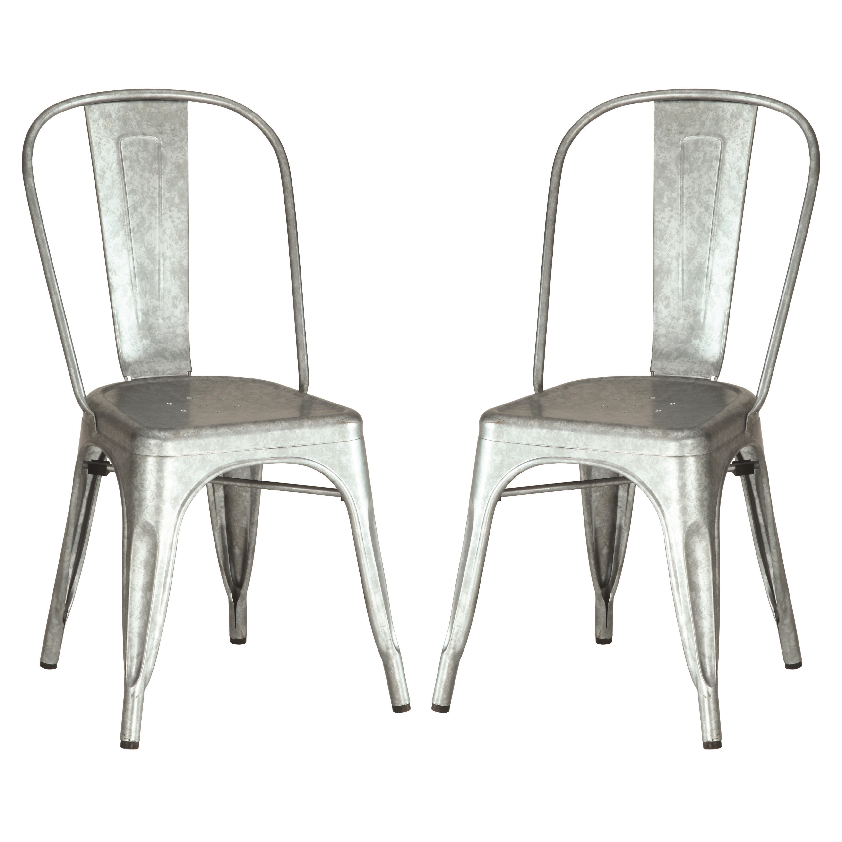 galvanized metal and wood chairs