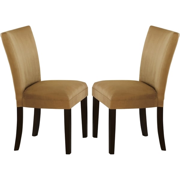 Sapphire Contemporary Microfiber Gold/ Brown Parson Chairs (Set of 2)
