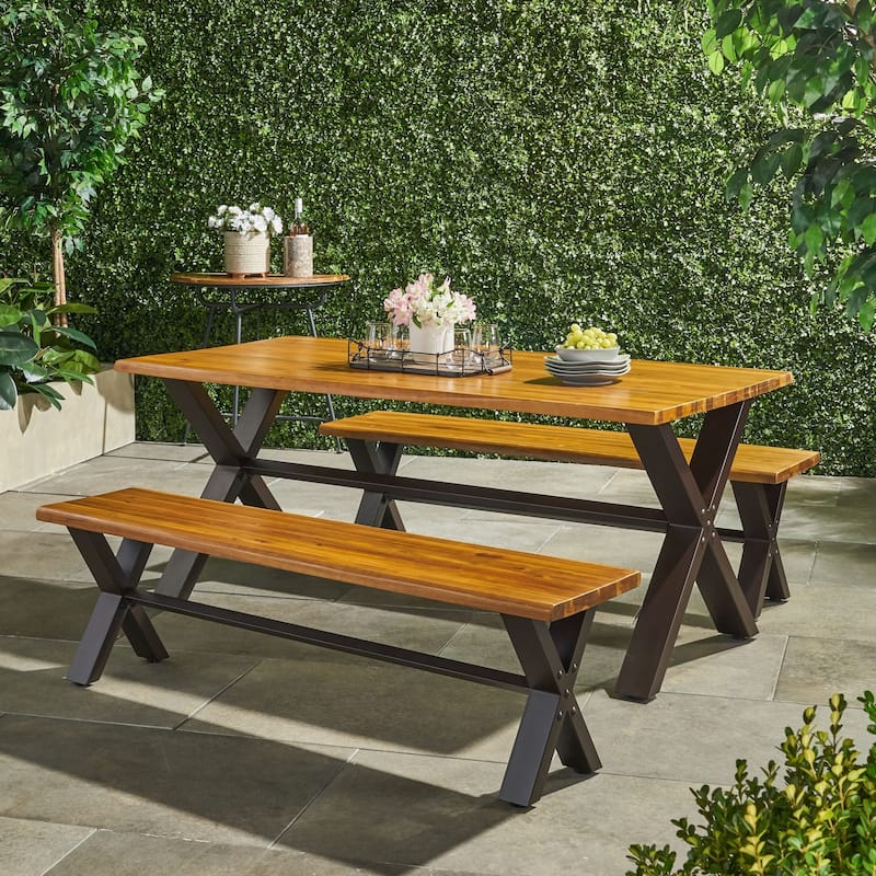 Sanibel Outdoor 3-piece Acacia Wood Dining Set by Christopher Knight Home