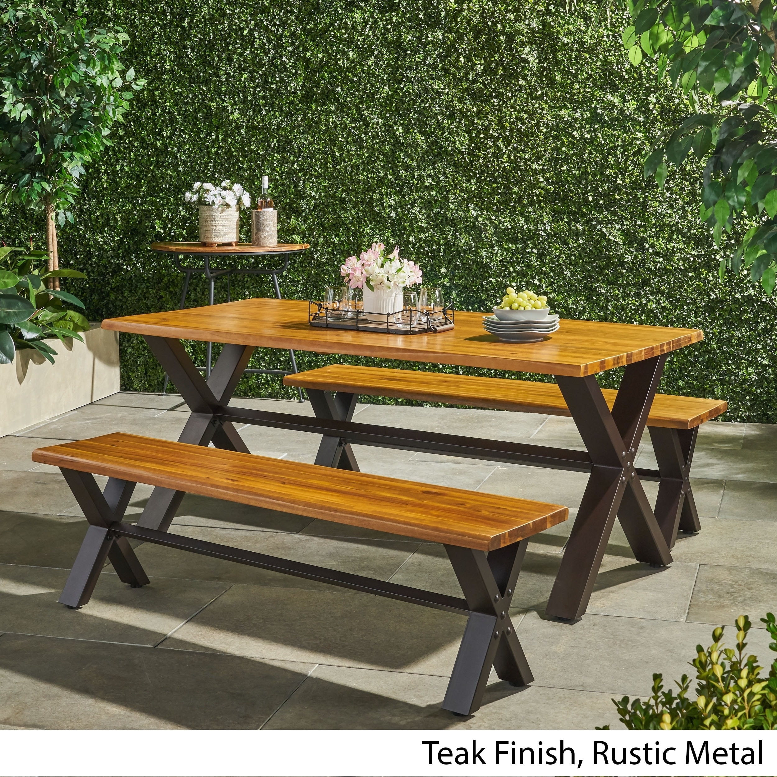 Shop Sanibel Outdoor 3 Piece Acacia Wood Dining Set By Christopher Knight Home On Sale Overstock 10647438