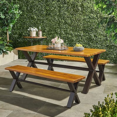 Sanibel Outdoor 3-piece Acacia Wood Dining Set by Christopher Knight Home