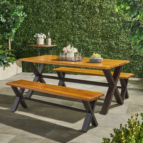 Sanibel Outdoor 3-piece Acacia Wood Dining Set by Christopher Knight Home
