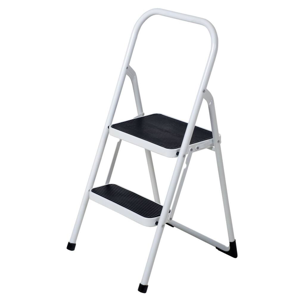 Folding Lightweight 2-step Step Stool Ladder - White