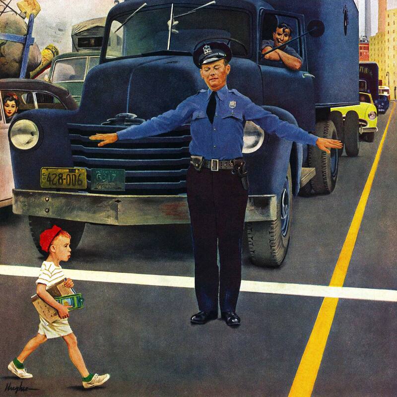 Marmont Hill - Traffic Cop by George Hughes Painting Print on Canvas - Multi-Color
