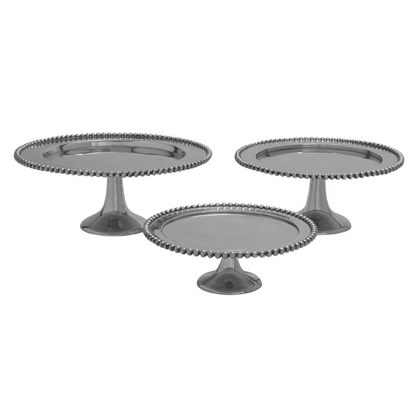 Silver 3 Pc Set Pedestal Cake Stands, Adjustable | ShopWildThings.com