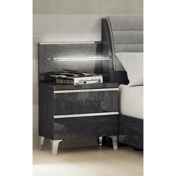 Luca Home Grey 2-drawer Nightstand