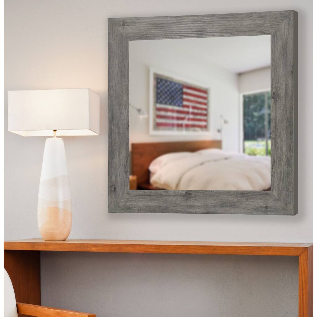 American Made Rayne Grey Square Wall/ Vanity Mirror