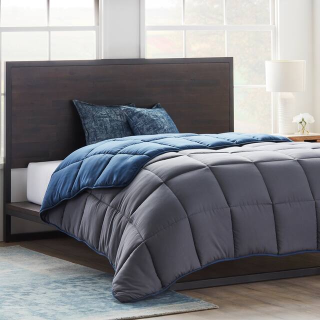 Brookside Down Alternative Reversible Comforter with Duvet Tabs - Twin - Twin XL - Navy/Graphite