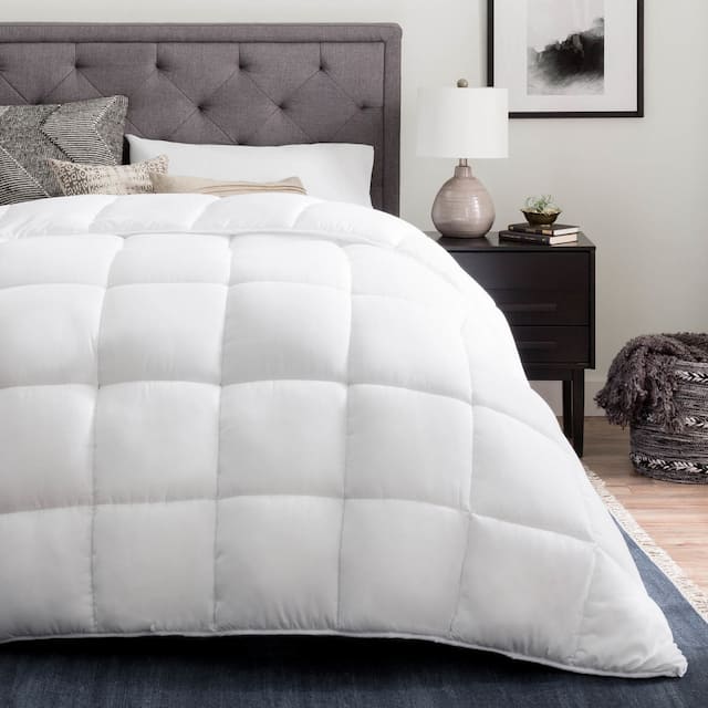 Brookside Down Alternative Reversible Comforter with Duvet Tabs - Oversized Queen - White
